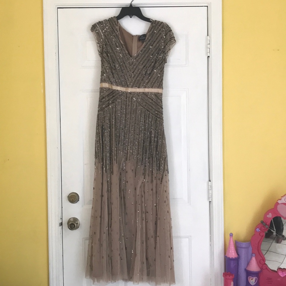 Sequined cream gown